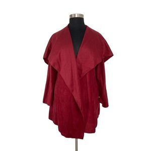 Ruiz by Yolanda Size L Red Fleece Jacket Shawl Collar Y2K Artsy Fits XL 1X 2X
